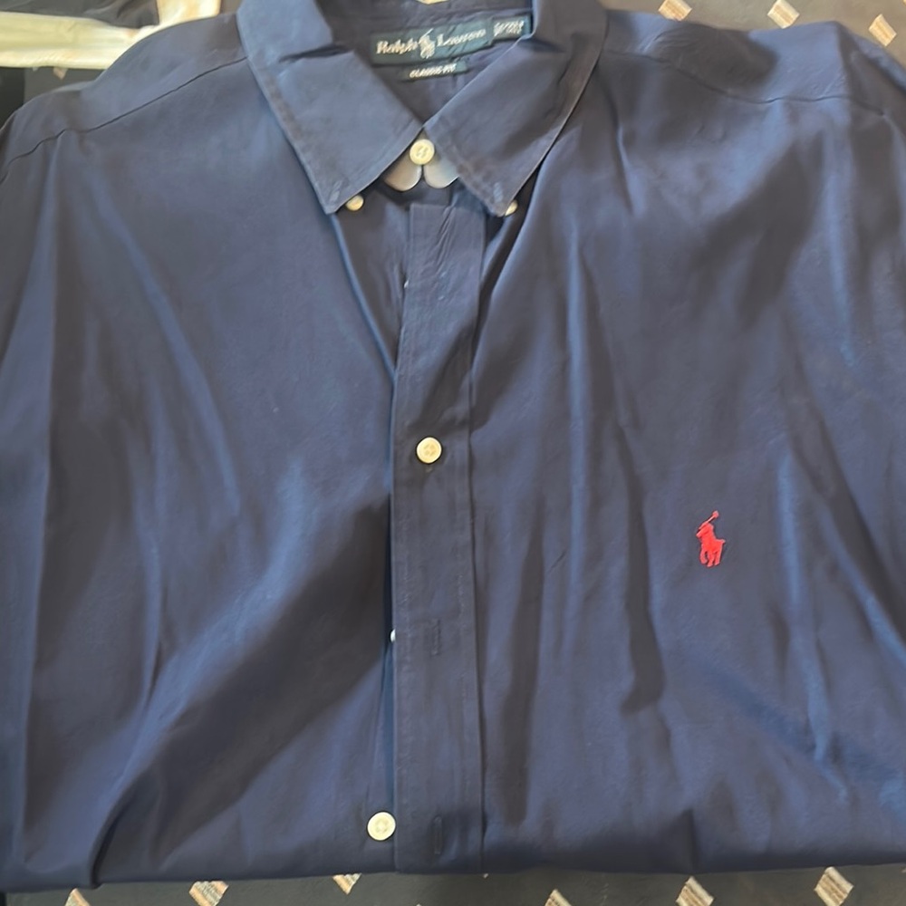 Ralph Lauren Men's Dark Blue Button Down Shirt